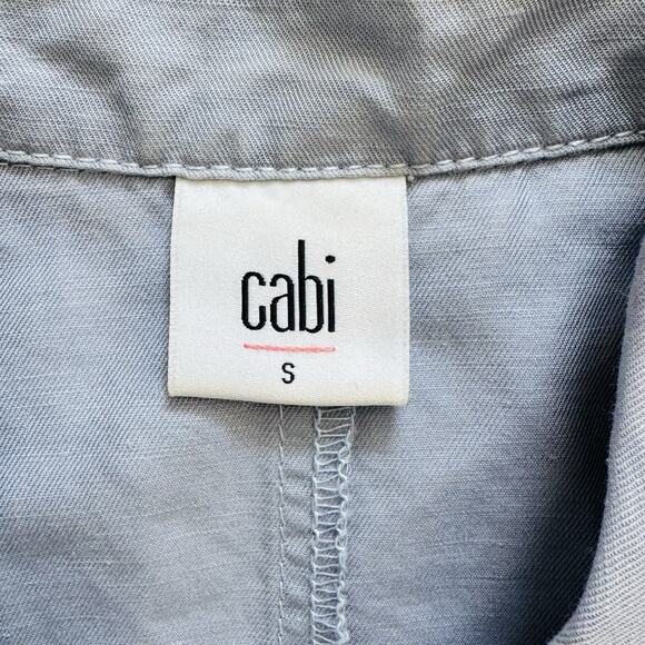 CAbi Tanner Trench Coat Jacket Periwinkle Light Blue S Button Belt #5296 EUC - Picture 6 of 9